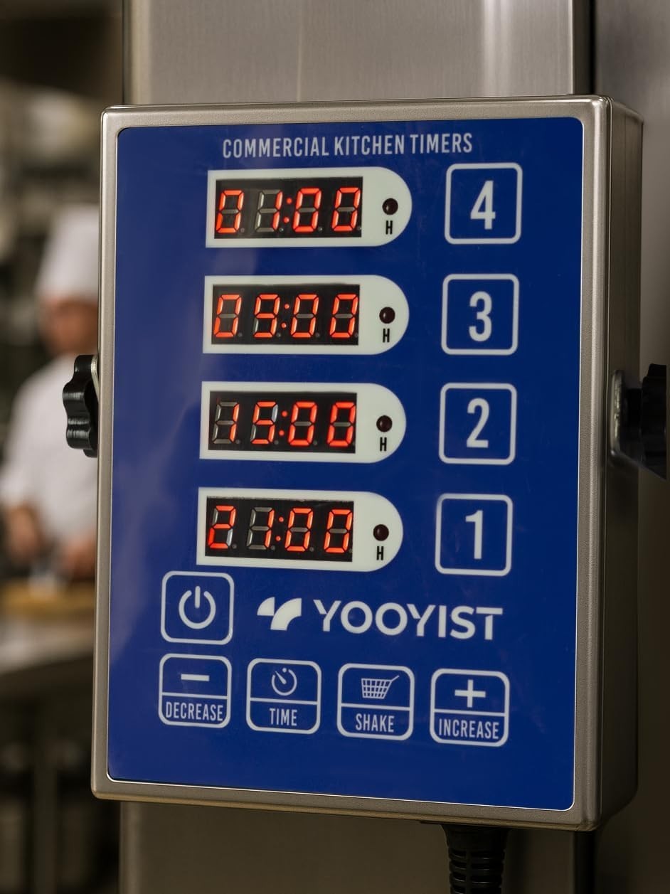 Precision Kitchen Timers for Cooking – 4 Channel Commercial Kitchen Timer Res...