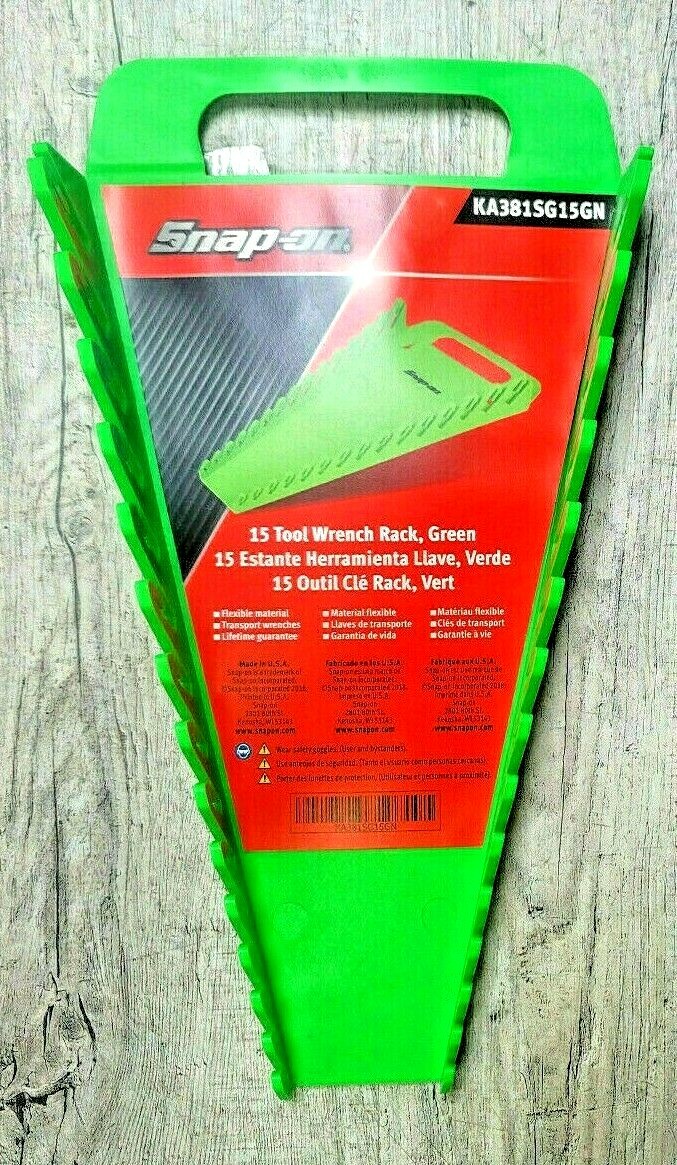 Snap-On Straight Flexible Vinyl GREEN Wrench Rack 15 Slots Universal Organizer