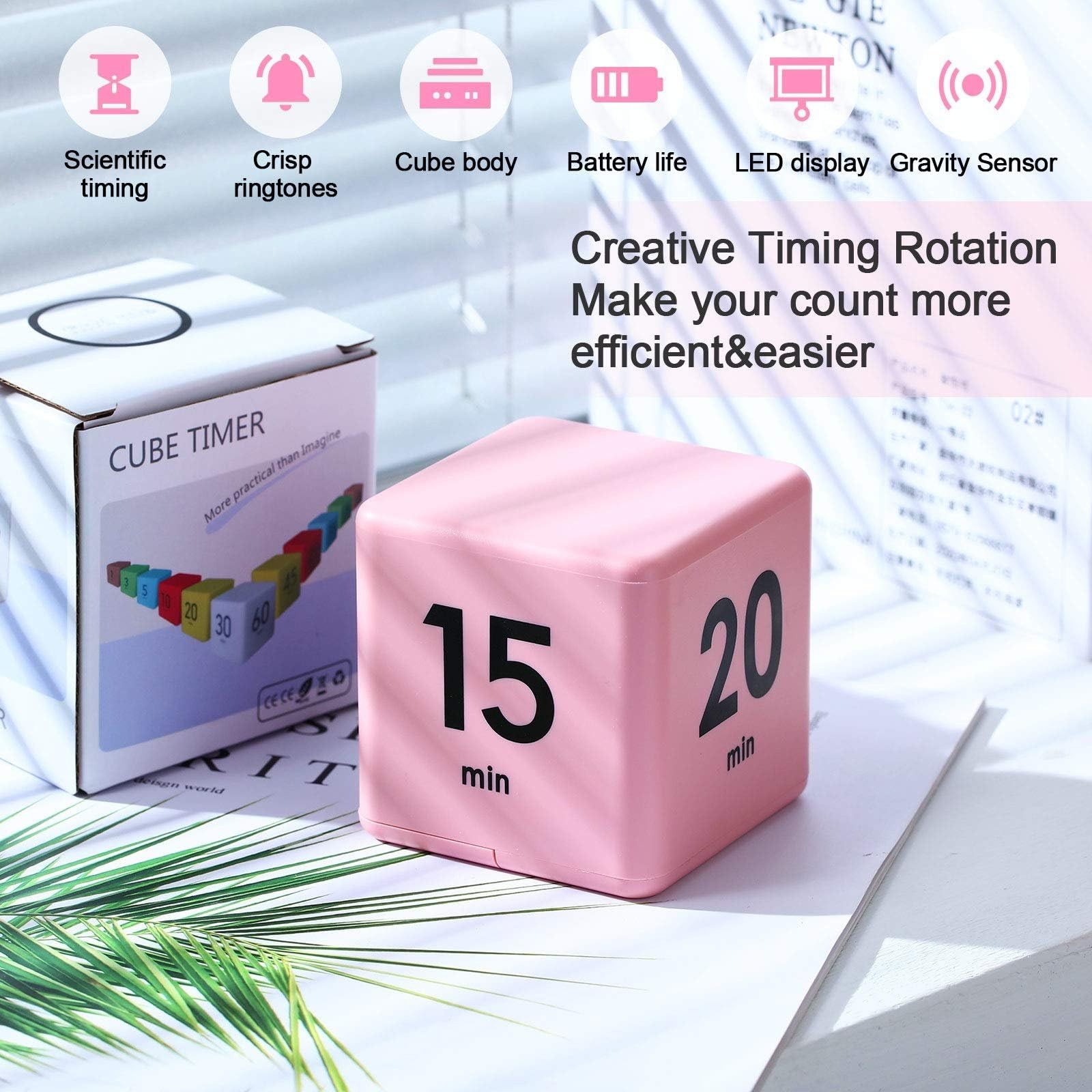Cube Timer, Gravity Sensor Flip Timer for ADHD Productivity, Classroom Kitche...