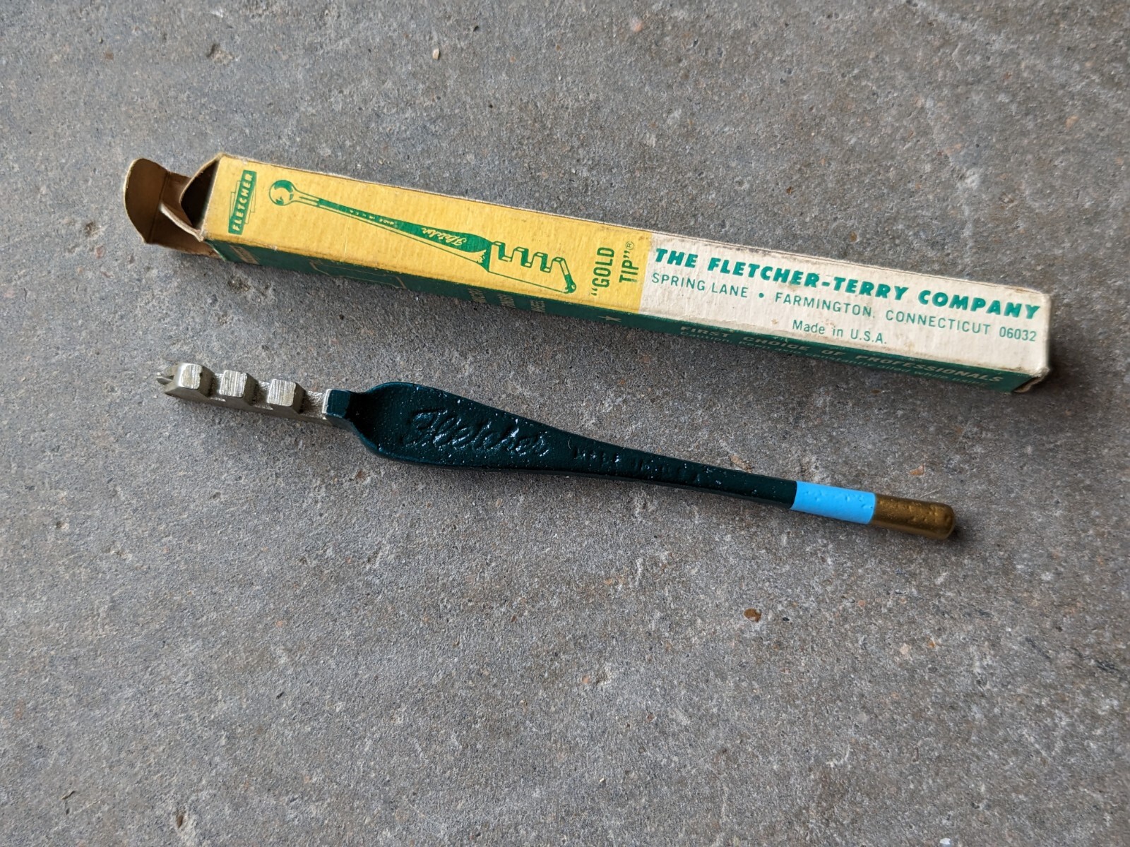 Vintage NOS FLETCHER Terry Gold Tip Glass Cutter With Box USA