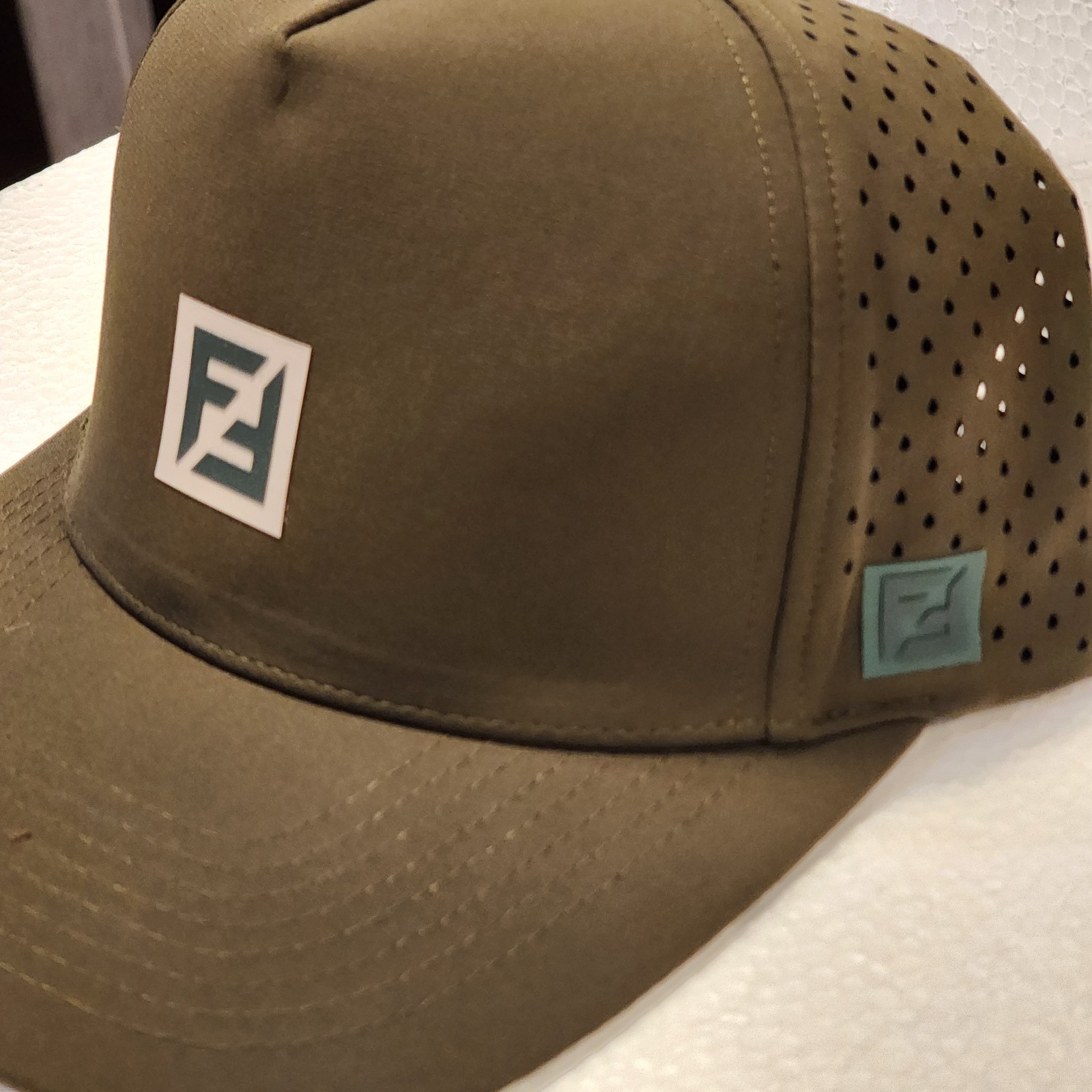 Brown Black Perforated Baseball Cap with Logo Adjustable