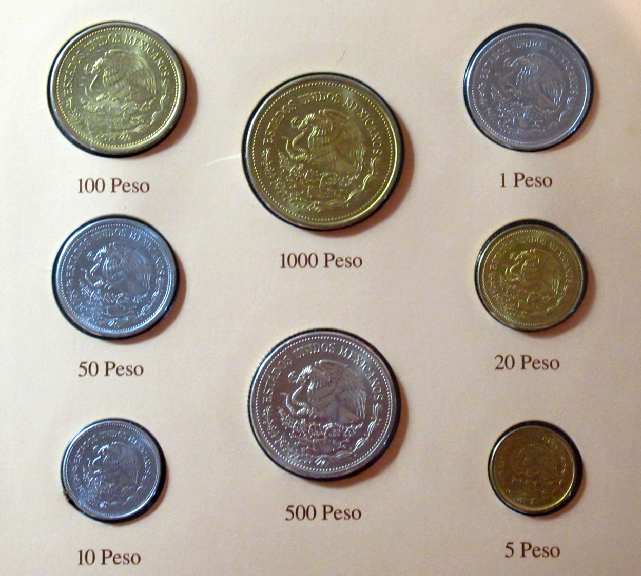 Mexico 1987-1990 50 United Mexican States Coin Set of 8