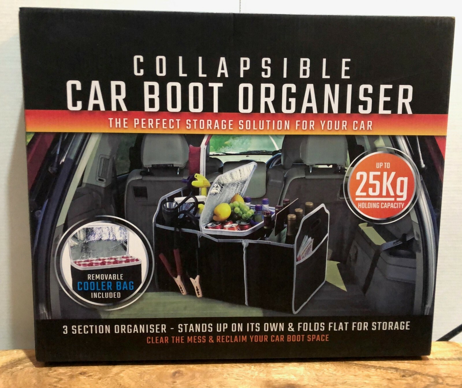 AUTO,CAR  COLLAPSIBLE BOOT ORGANISER wth COOLER BAG,25 KG CAPACITY,30 X 58 X 35