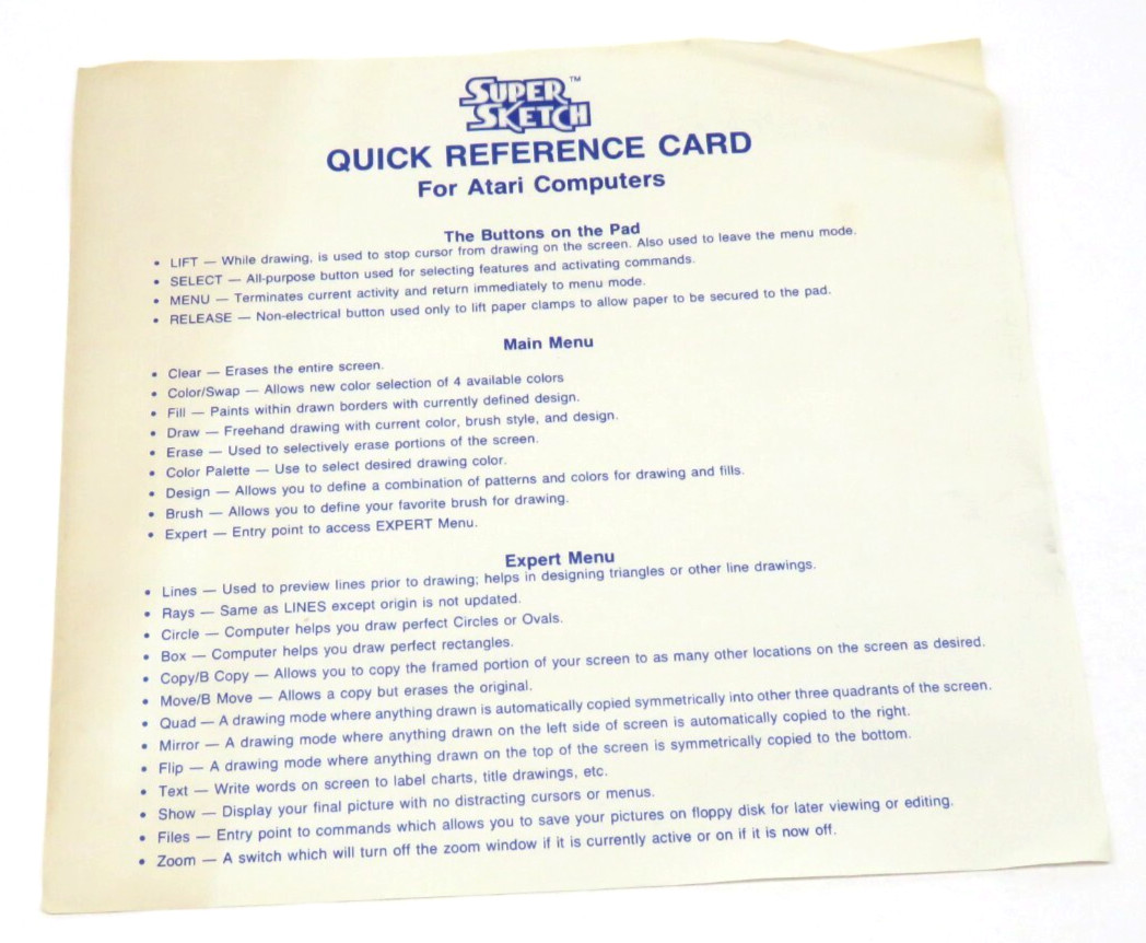 Super Sketch G2300 (1984) for Atari Home Computers Video Graphics #1
