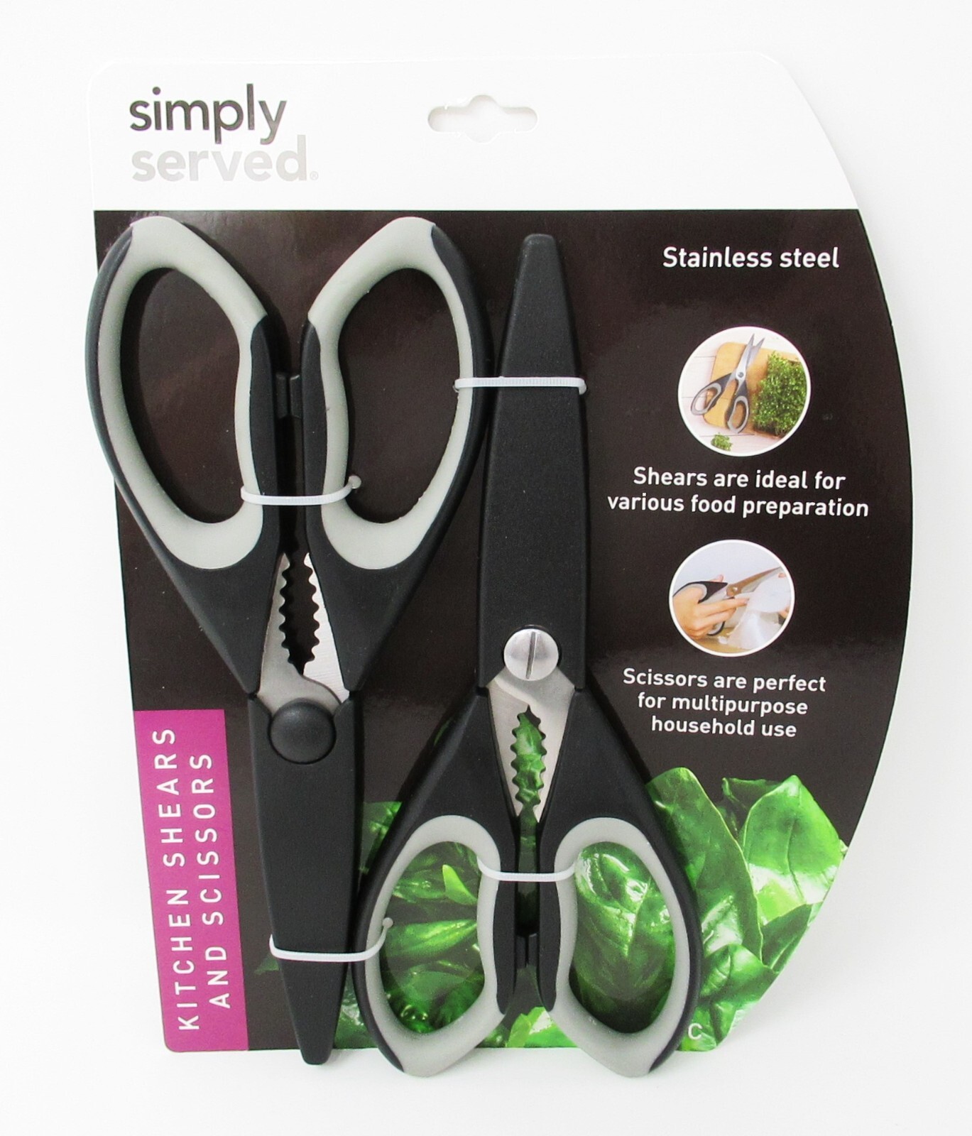 Scissors & Shears 2 Pack Kitchen & All Purpose stainless steel covers Black