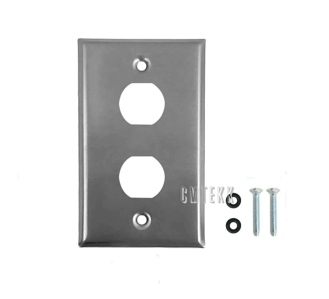 Single Gang 2 Port Stainless Indoor Outdoor for Bulkhead Couple RJ45 Wall Plate