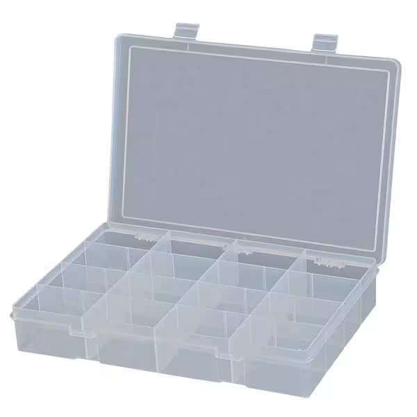 Mfg Compartment Box with 16 compartments, Plastic, 2-5/16" H x 13-1/8 in W
