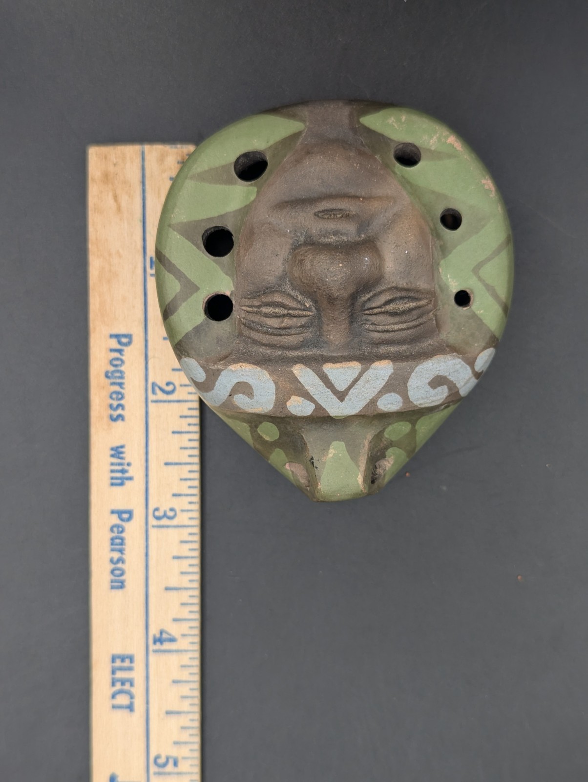 GUERRERO CHILE ART POTTERY FACE FLUTE/WHISTLE