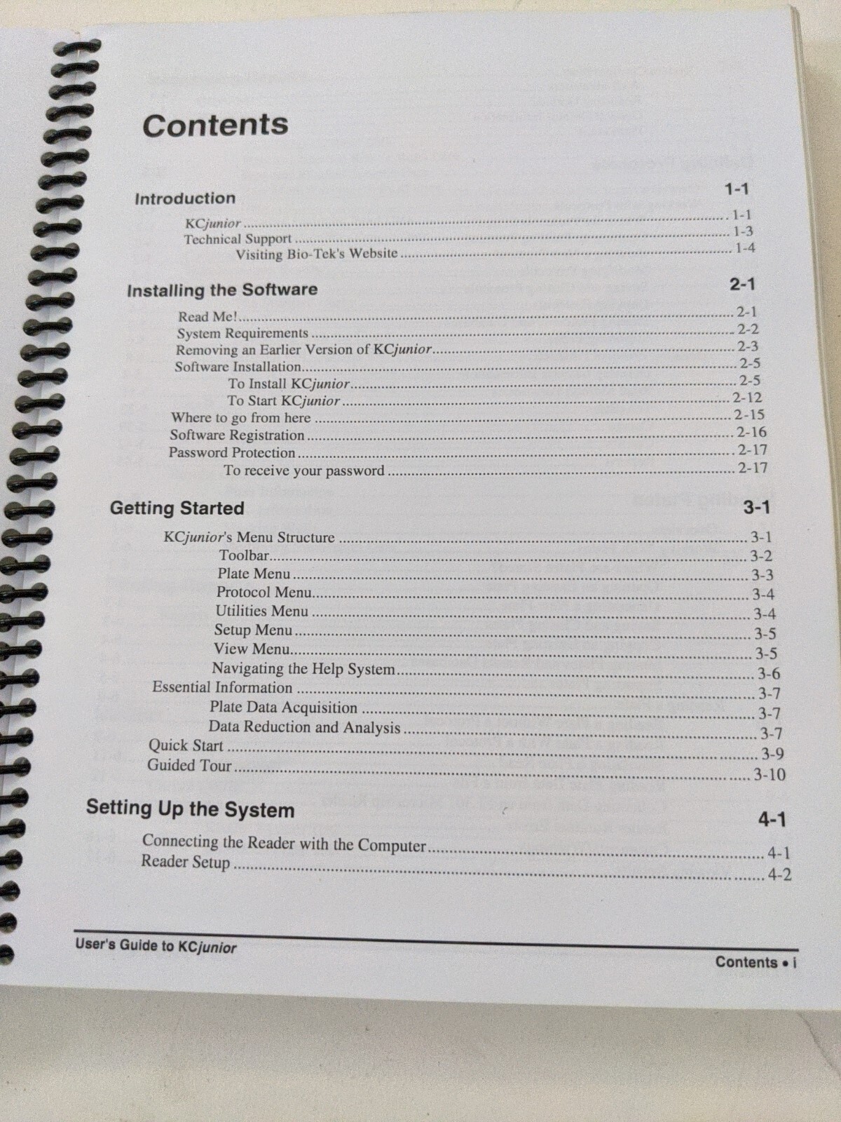 Bio-Tek instruments KC junior - Instruction Book / User Guide