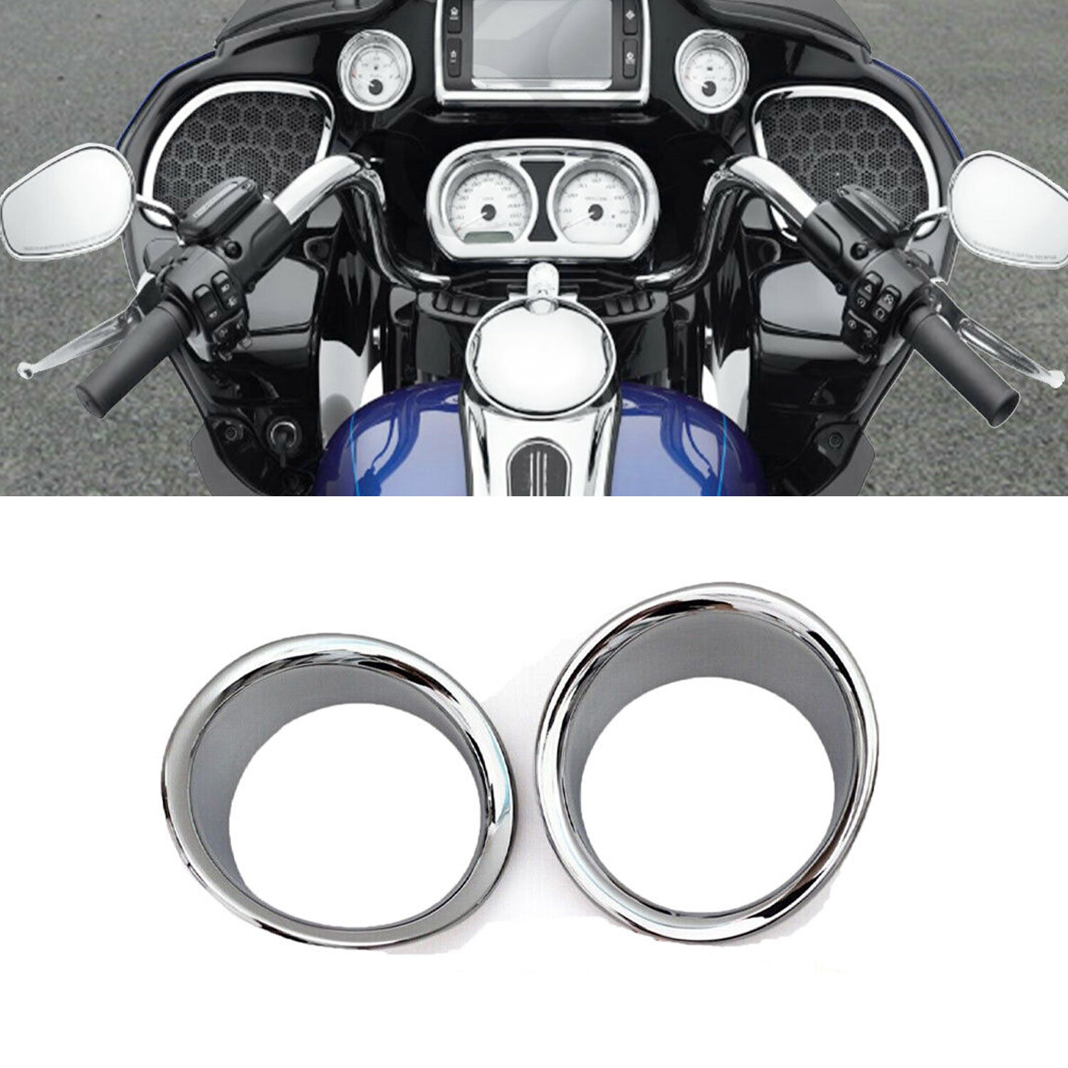 Chrome Gauge Bezel Trim For Harley 15-up Road Glide FLTRX Special FLTRXS FLTRU