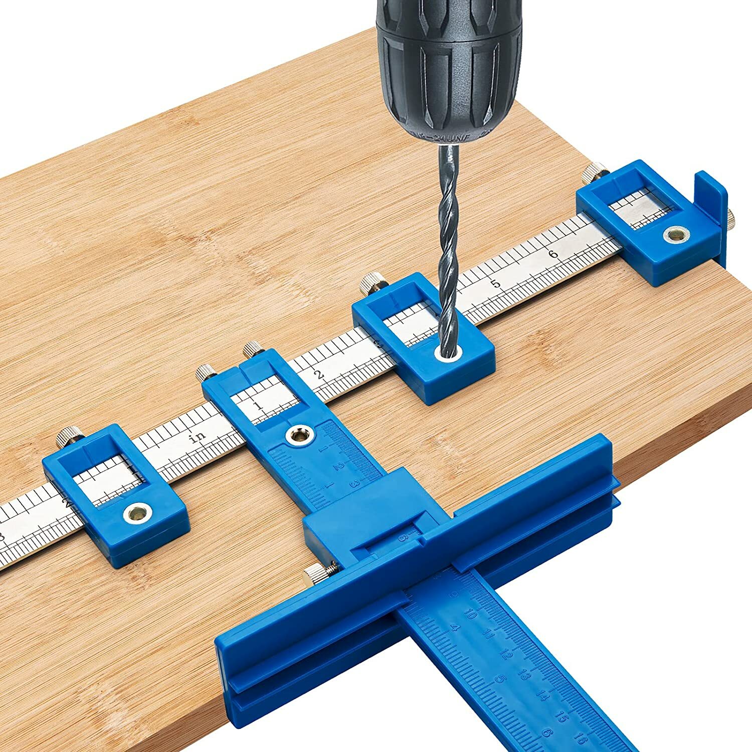 Adjustable Guide Punch Locator Tool Drill Sets Jig Drawer Pull Wood Drilling DIY
