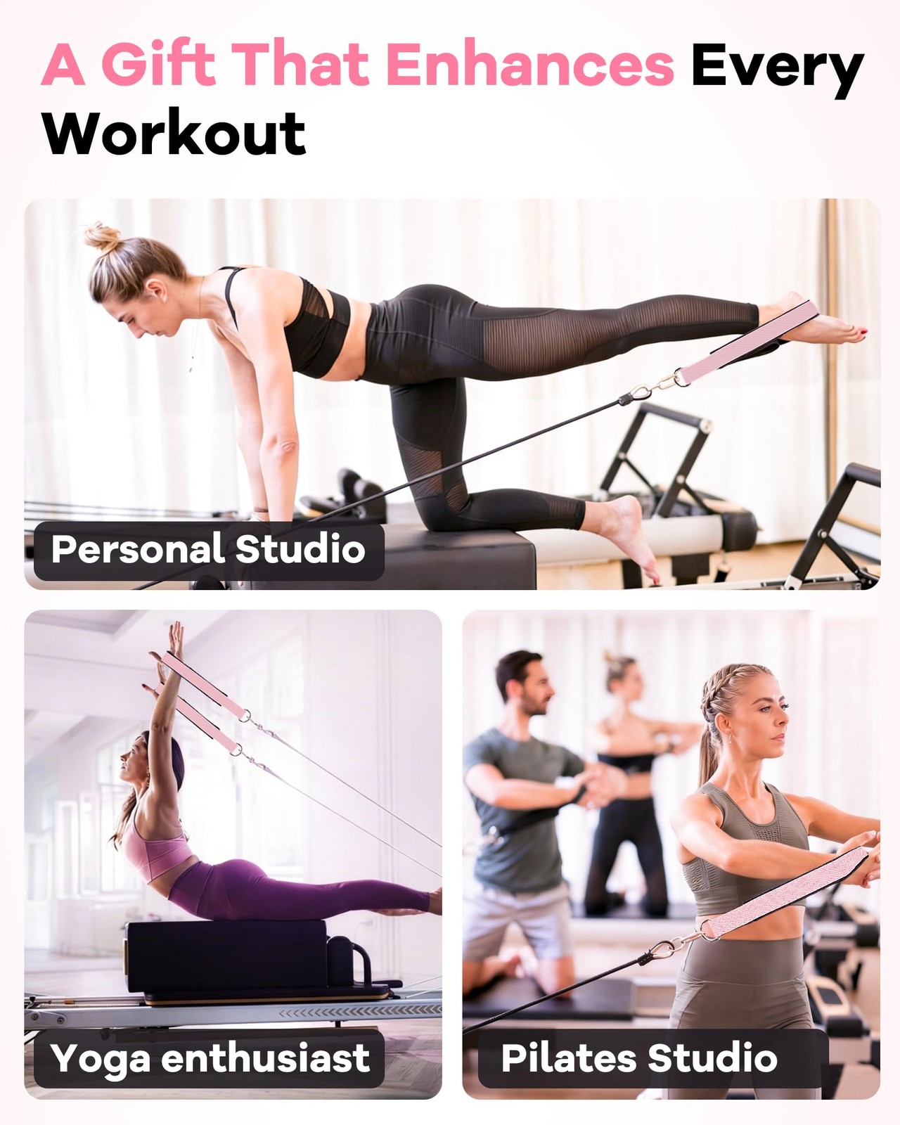 2PCS Pilates Straps for Reformer Comfortable DRing Double Loop Fitness Straps