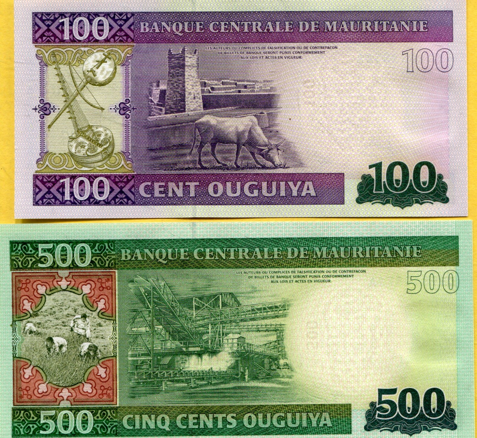 set of 2   banknotes of   Mauritania  (156)