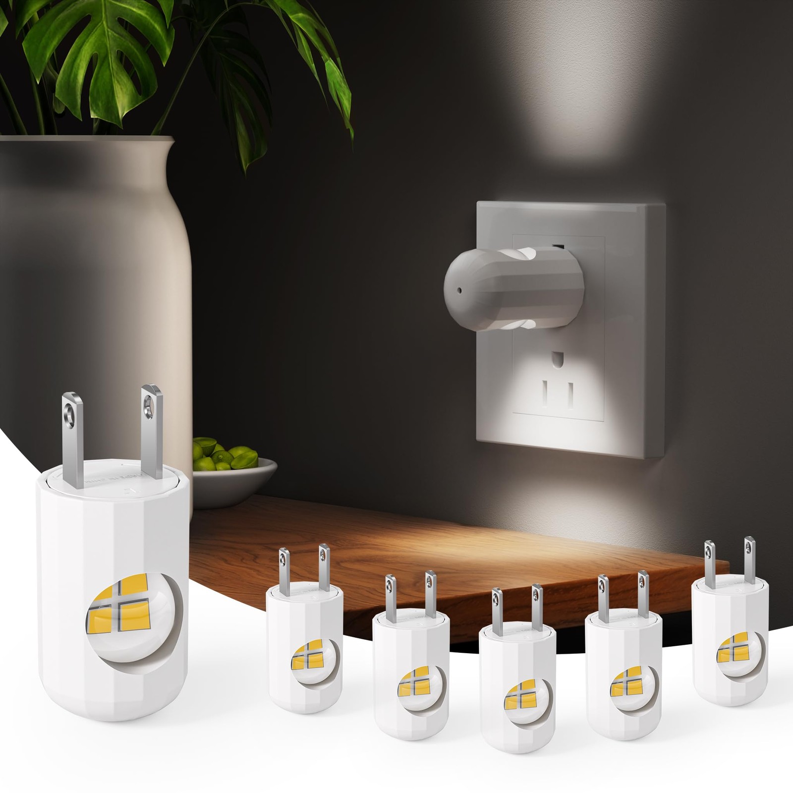 6 Pack LED Night light plug into wall Plug in Night Light, Automatic Dusk to ...