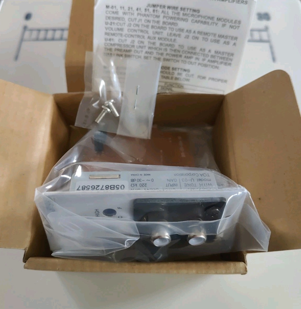 TOA Electronics U-03R Unbalanced Line Input Lo/Hi Cut Filter Module
