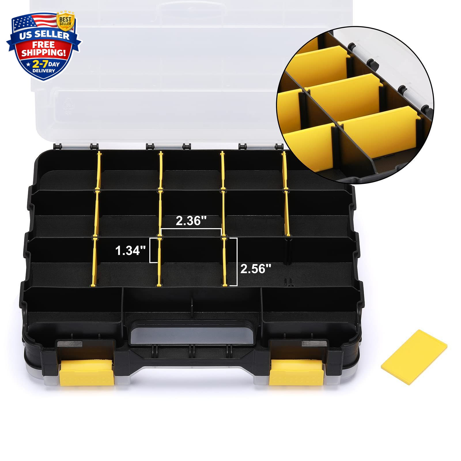 Double Side Tools Organizer, Customizable Removable Plastic Dividers, Hardware..