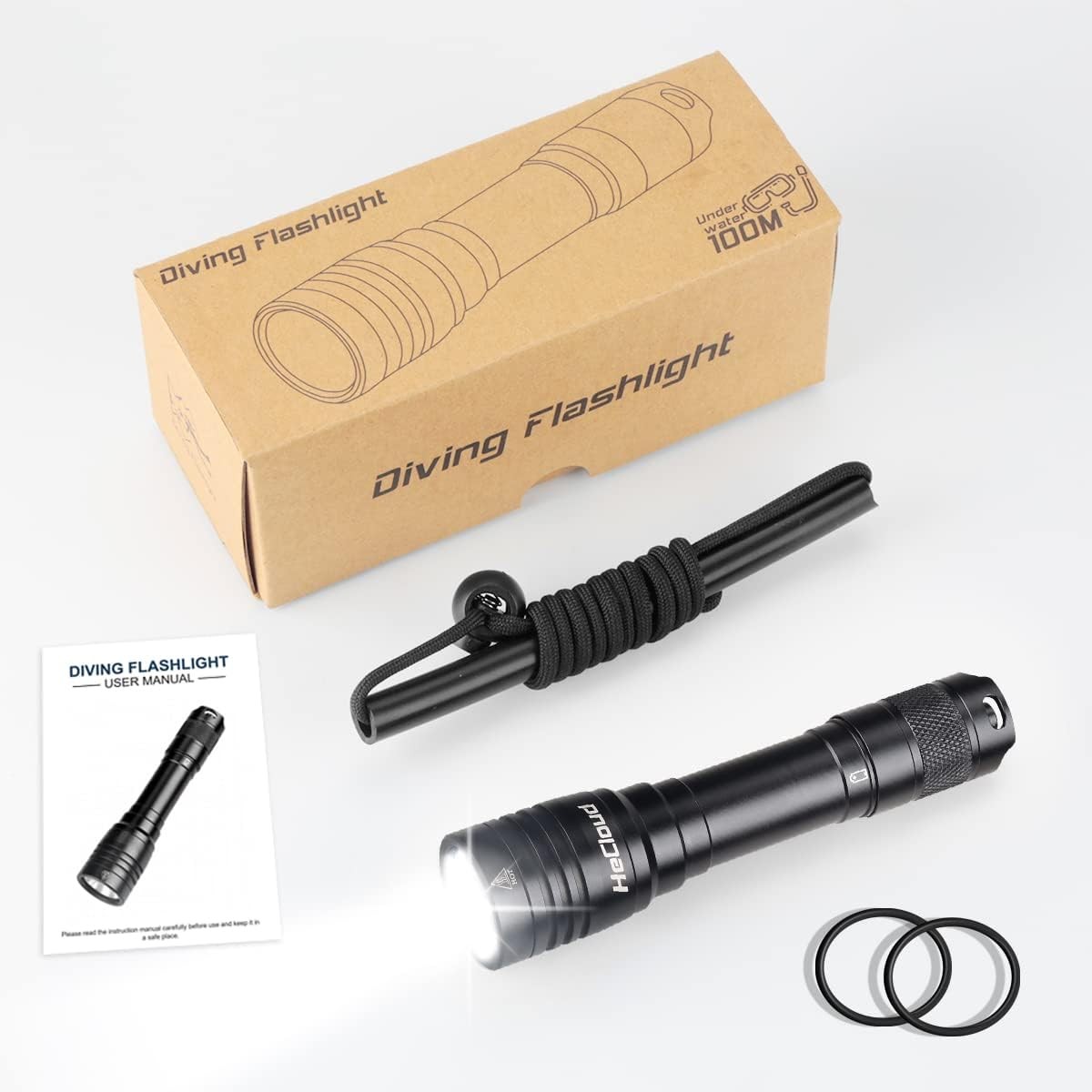 3000LM Scuba Diving Flashlight with Rechargeable Dive Light Underwater 1 Pack