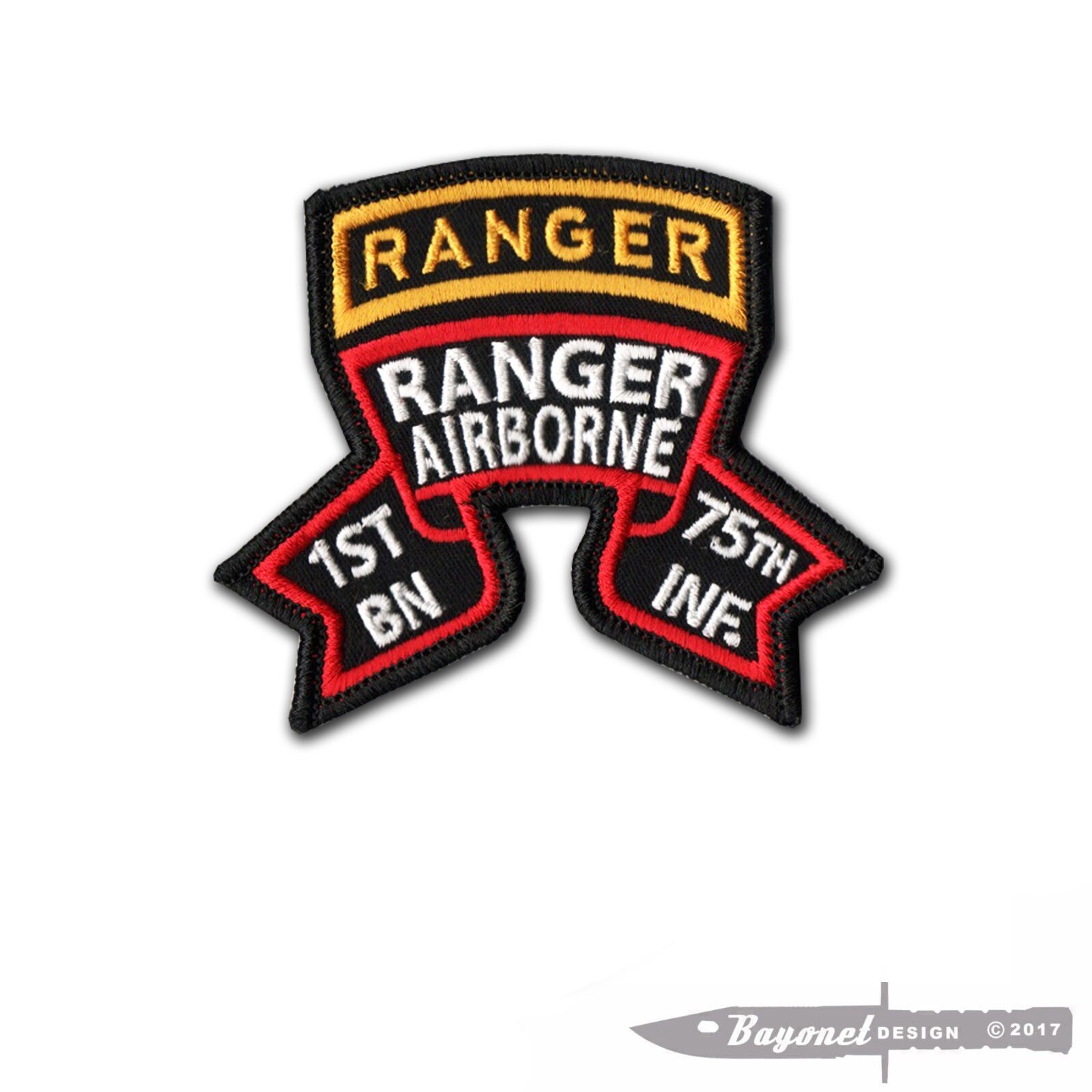 1st Ranger (OLD) Battalion Ranger Scroll w/RANGER Wax Back - 3 1/4" x 2 1/8"