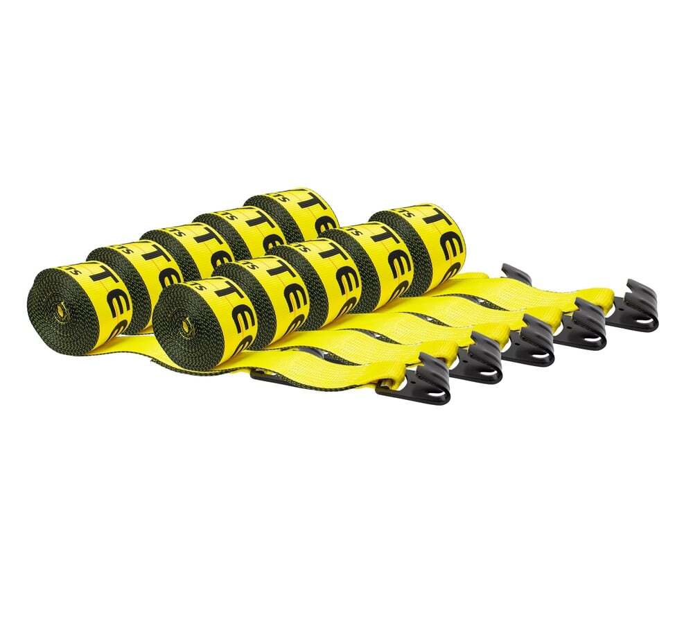 (10 Pack) 4"x27' Winch Straps w/flat hook, WLL 5400 Flatbed Tie Down Strap