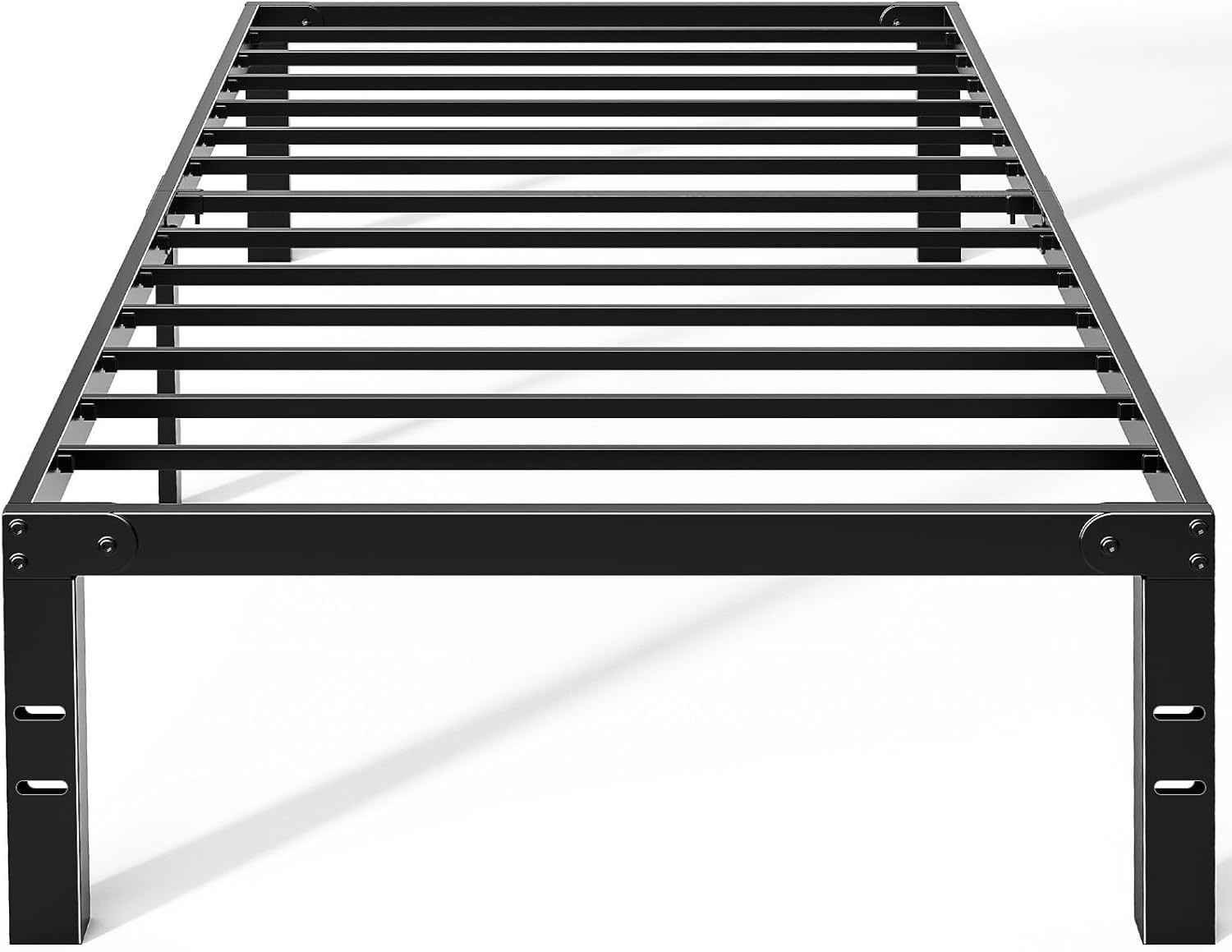 Metal Twin Bed Frame - 14in High with Storage Space, No Box Spring Needed