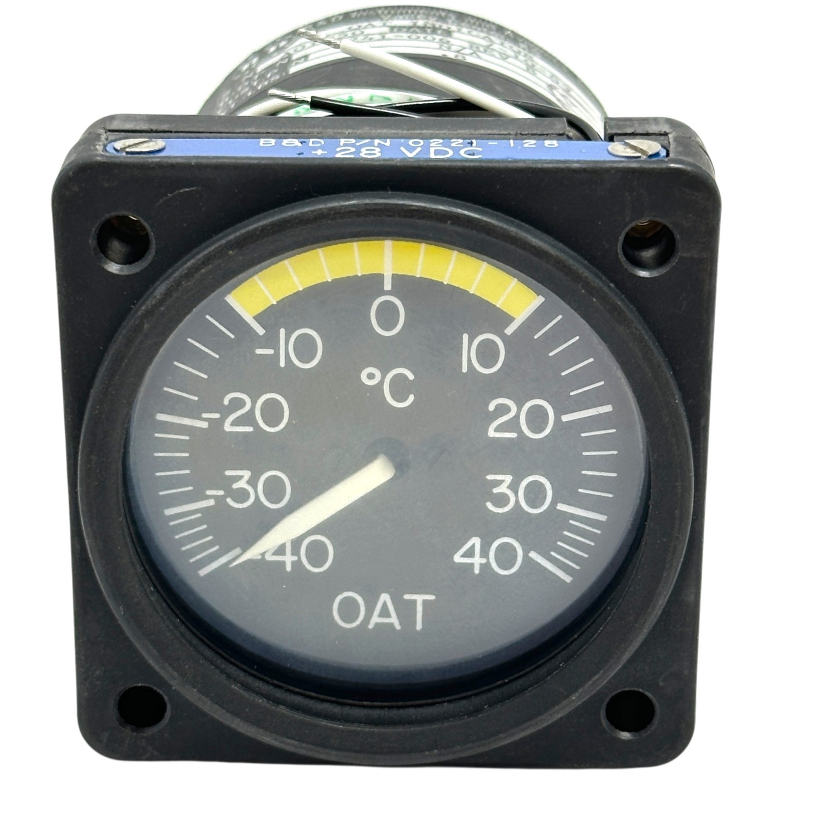 B&D Instruments 0241-006 OAT Indicator 0221-128 Outside Air Temp Gauge 28VDC