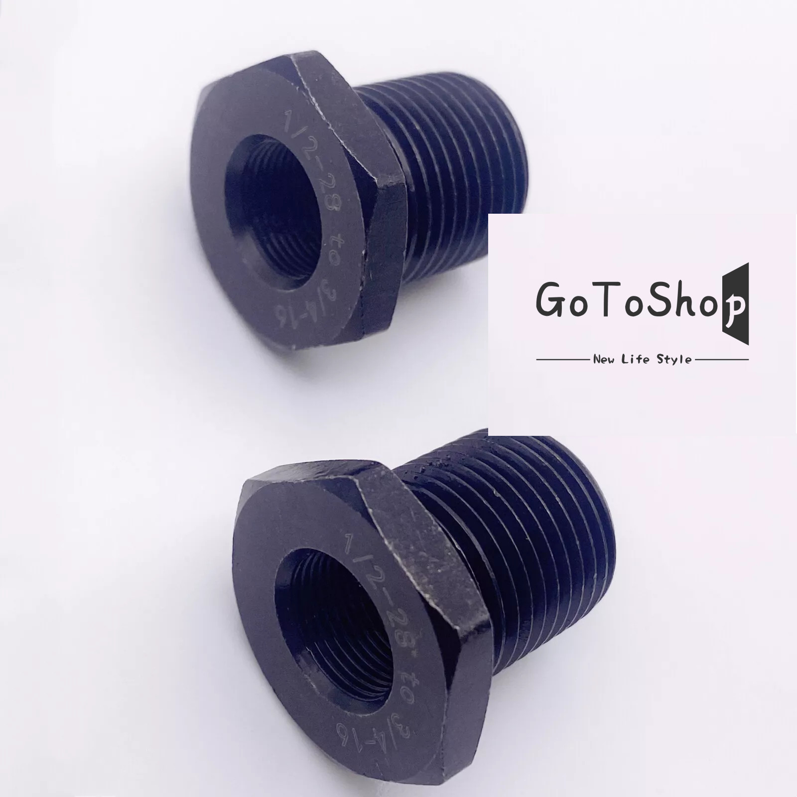 2 Pack Female 1/2x28 to 3/4x16 Male Muzzle Thread Adapter Black