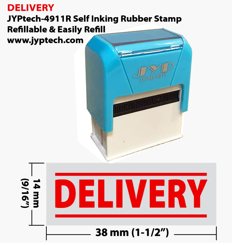Delivery w. 2 Bars JYP 4911R Self Inking Rubber Stamp (Red Ink)