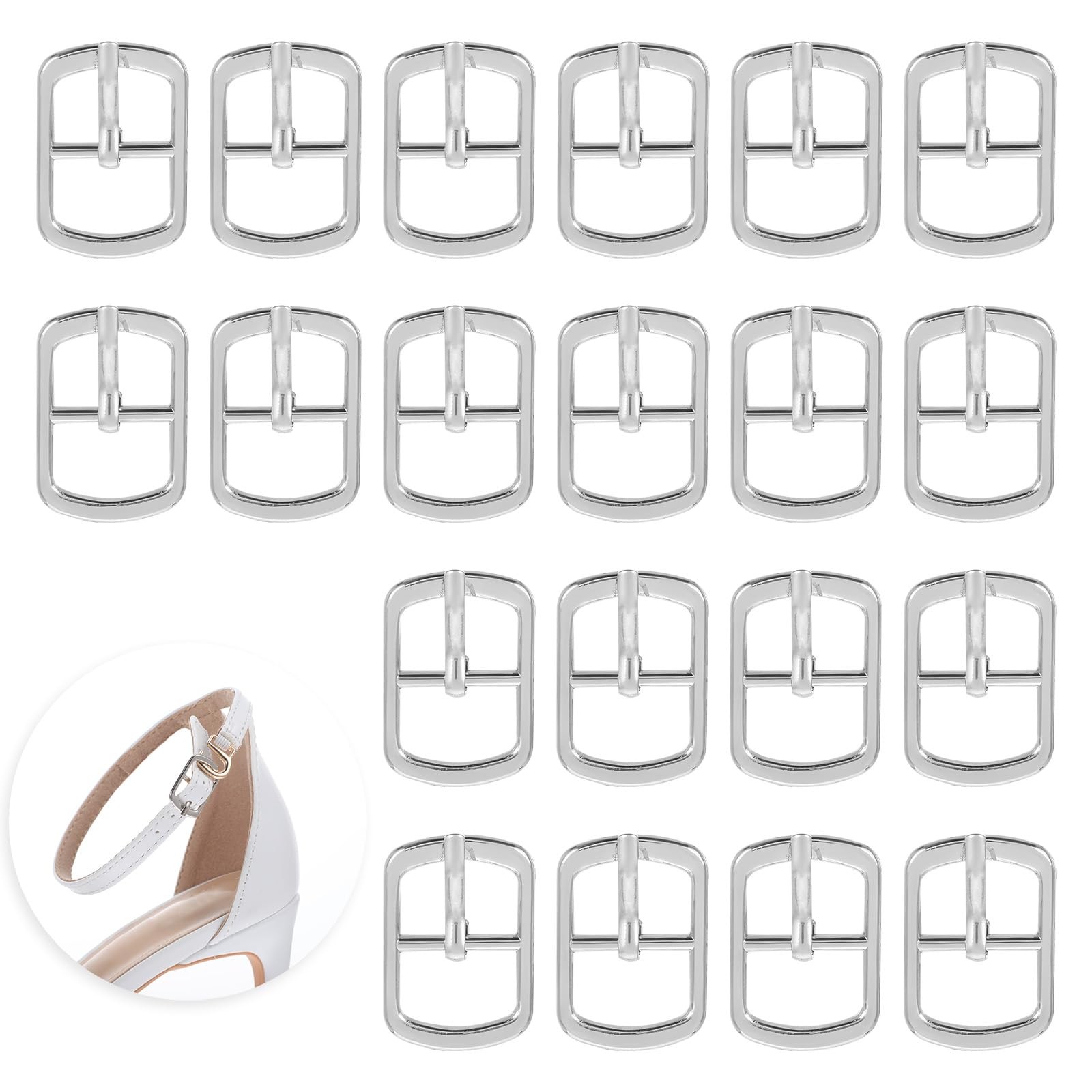 20 PCS Metal Single Prong Pin Shoes Buckles Adjustable Slide Roller Bag