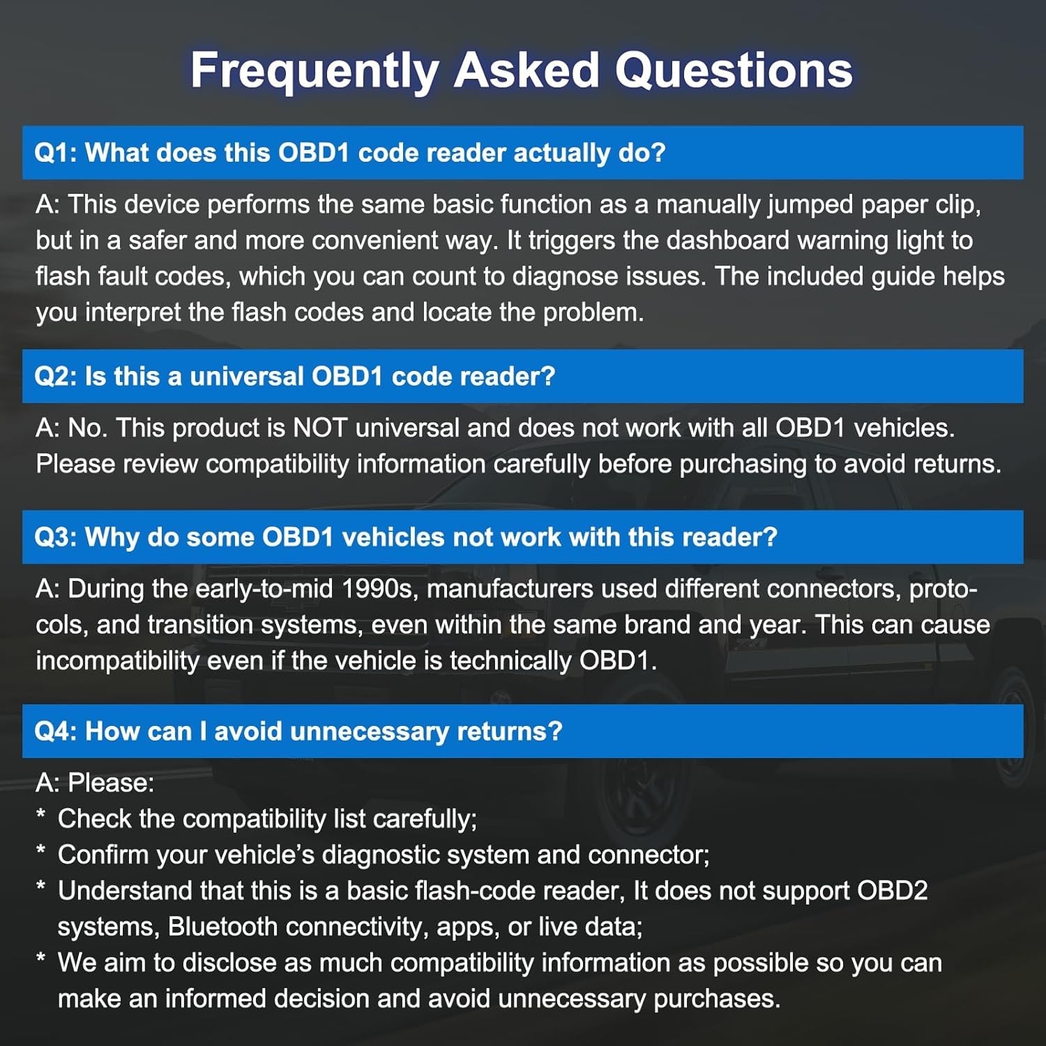 OBD1 Code Reader, Compatible with GM 1982-1995 Vehicles, Easy to Read ECM and AB