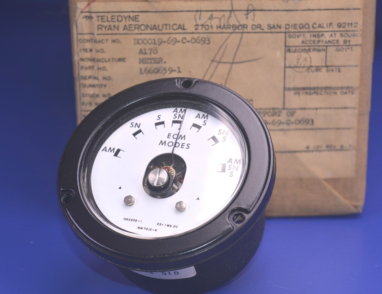 Ryan Firebee BQM-34A Launching Console Special Scale Meter # 166G659-1.