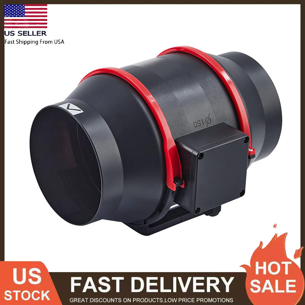 6 Inch Inline Duct Fan with Variable Speed Controller 312 CFM HVAC Exhaust Fan
