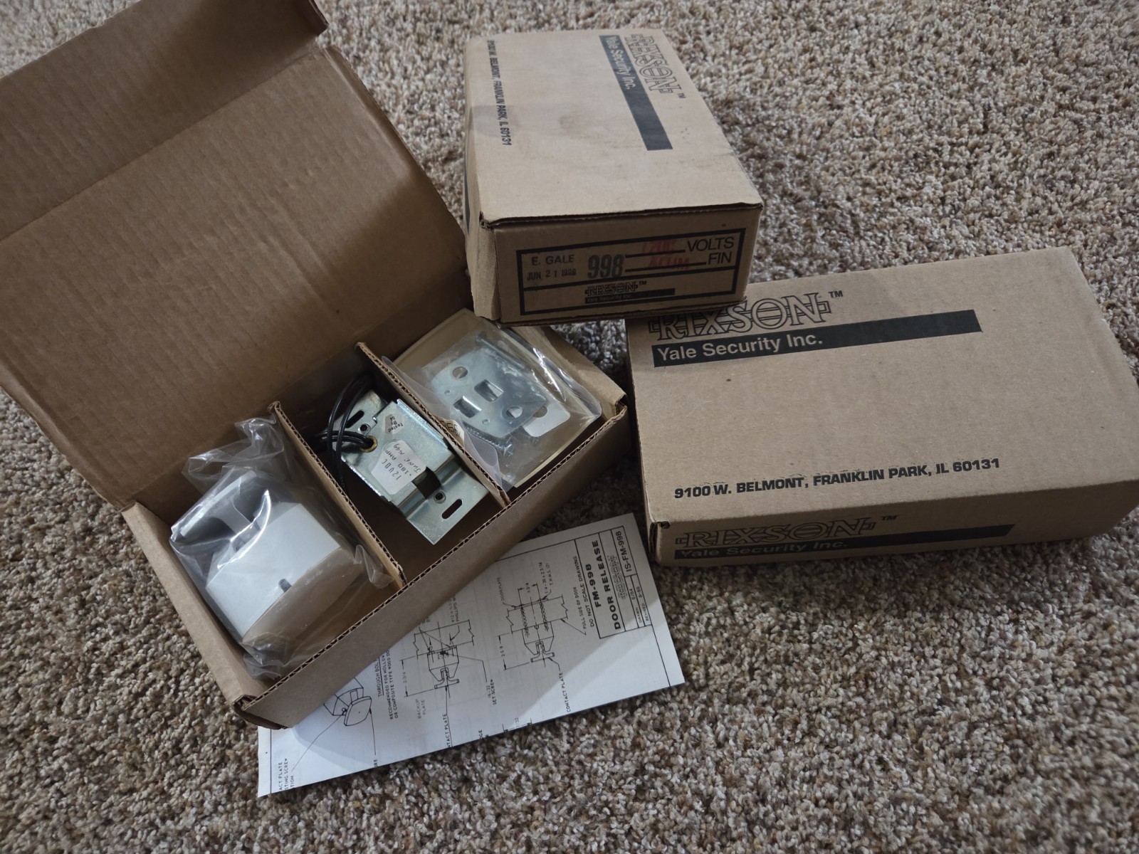 3 Qty Rixson Yale Security FM-998 Door Release / Hold - 120V Aluminum New In Box