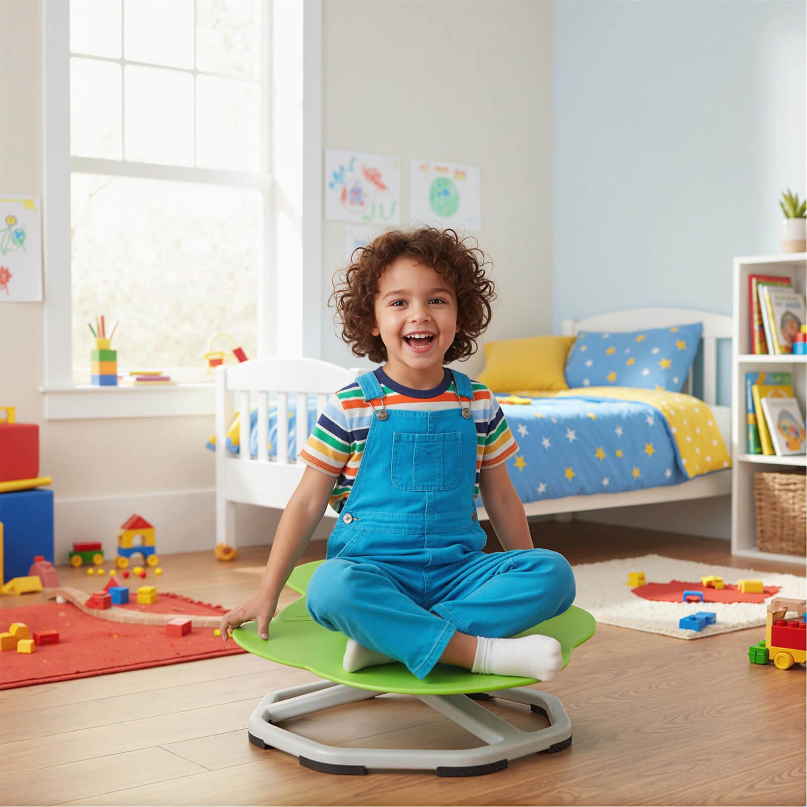 Kids Sensory Swivel Chair w/Non-Slip Metal Base for Autistic Kids Outdoor Indoor