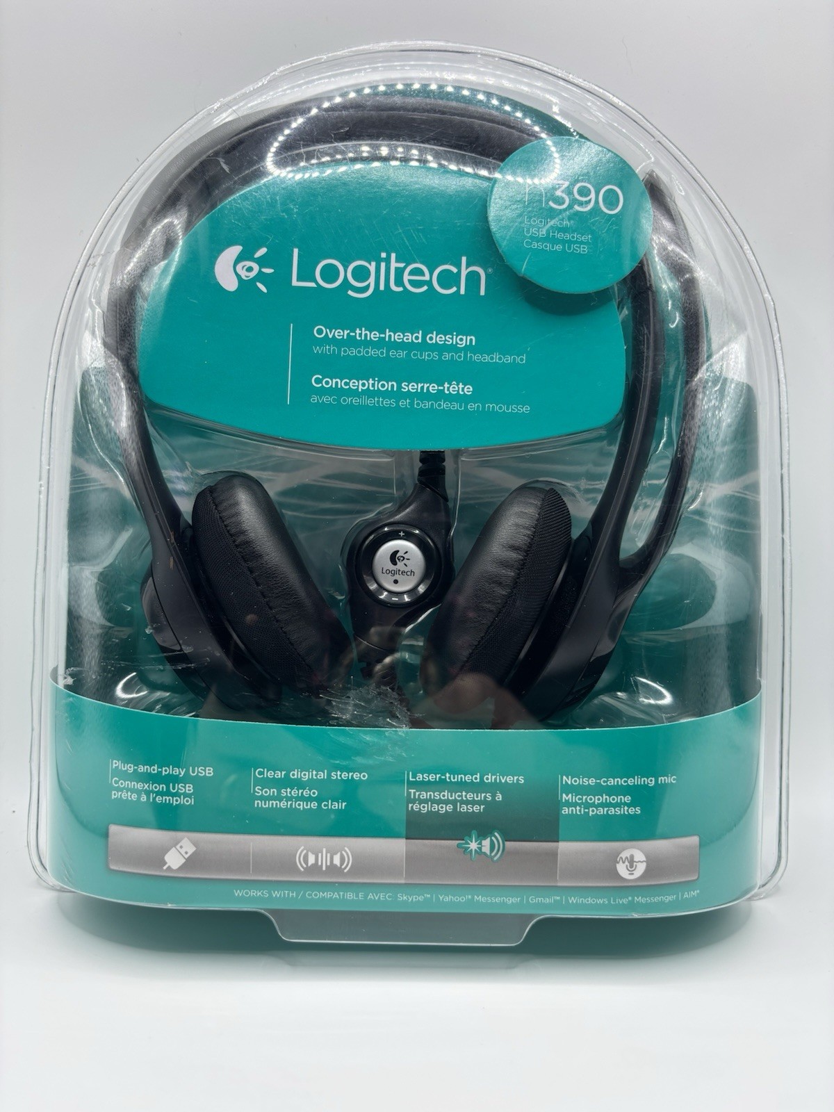 Logitech USB Headset H390 Over-Ear Comfort Noise-Canceling Mic Laptop NEW