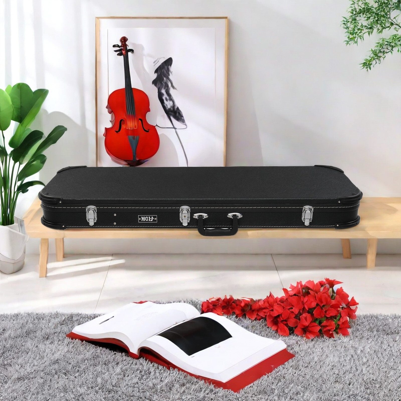 ST Electric Guitar Hardshell Case - Black & SG/TL/Model 170/Flame-Shaped Models