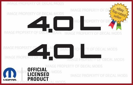 2x 1997 - 2006 Jeep Wrangler 4.0L logo TJ side decals stickers Gloss Black SJ3Y9
