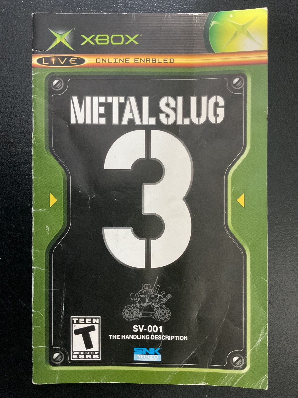 Metal Slug 3 Microsoft XBOX Instruction Manual Only