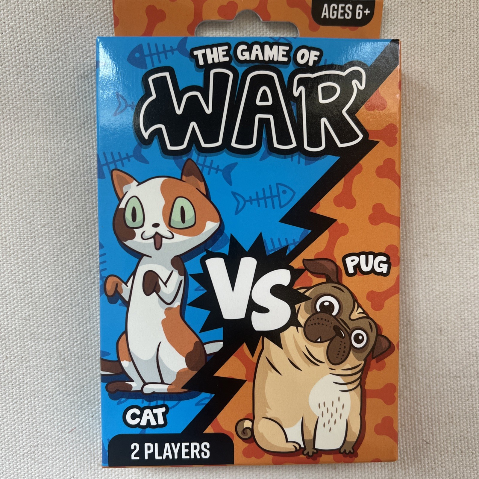 Anker The Game of War Cat vs Pug JUMBO Cards 5"x3.5" 52 Cards 2 Players Age 6+