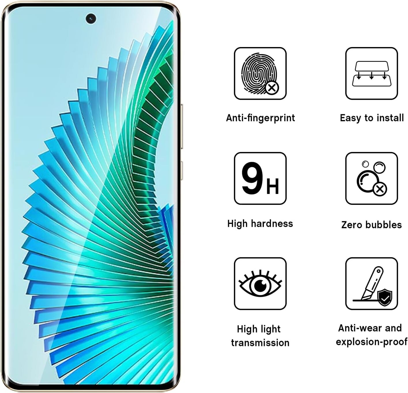 2X 3D Schutzglas ( Display + Kamera ) für Honor Magic 6 Lite 5G Panzerfolie Full