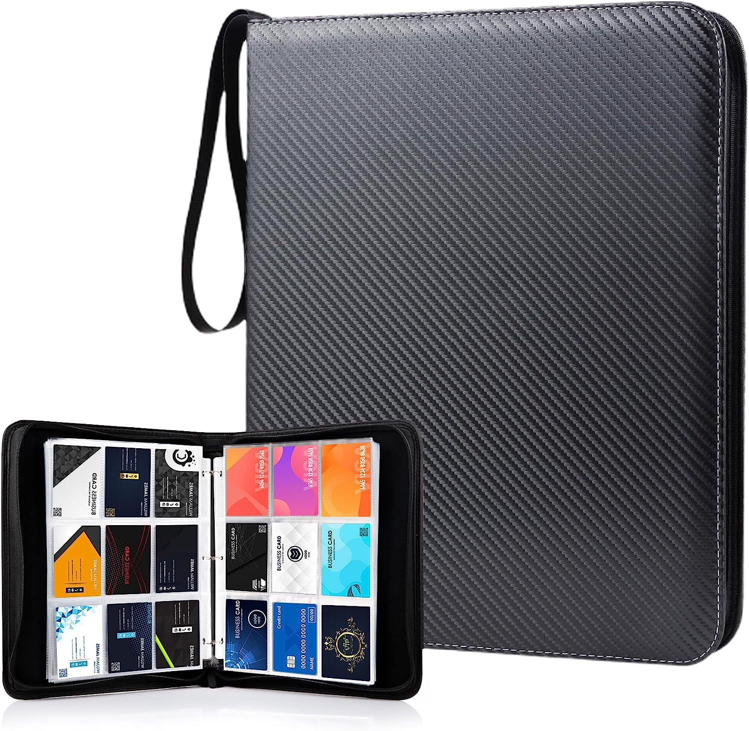 Trading Card Binder, 900 Pockets Sleeves with Zipper, Double Sided Pockets Ca...
