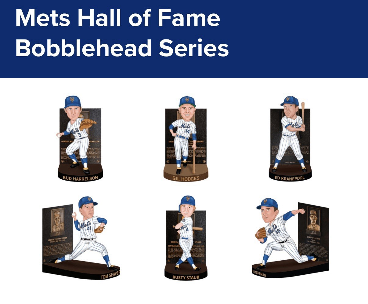 Mets 2025 Hall Of Fame Series 6 Bobblehead Complete Set - All 6 Bobbleheads