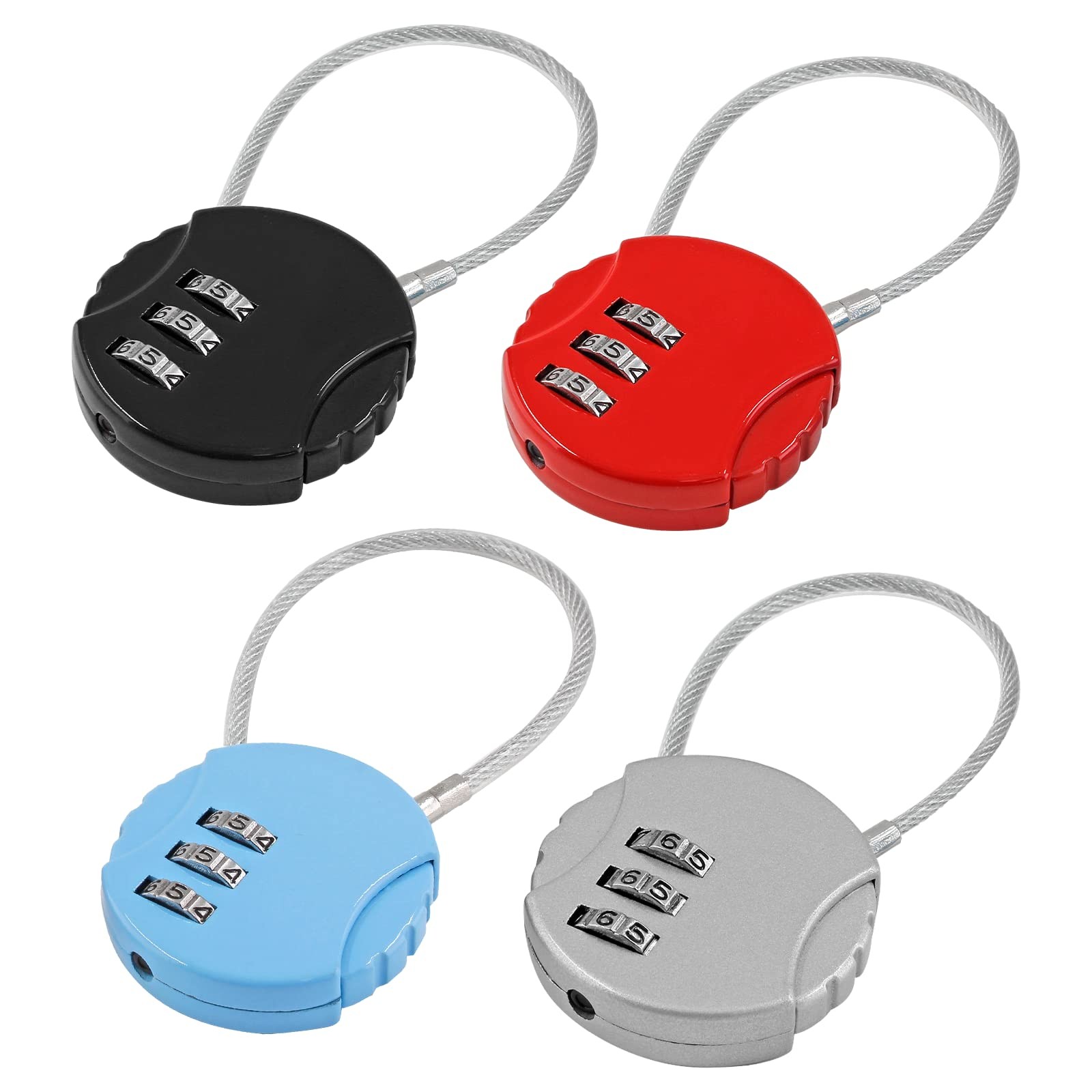 Litoexpe 4 Pcs Combination Cable Lock 4 Colors 4