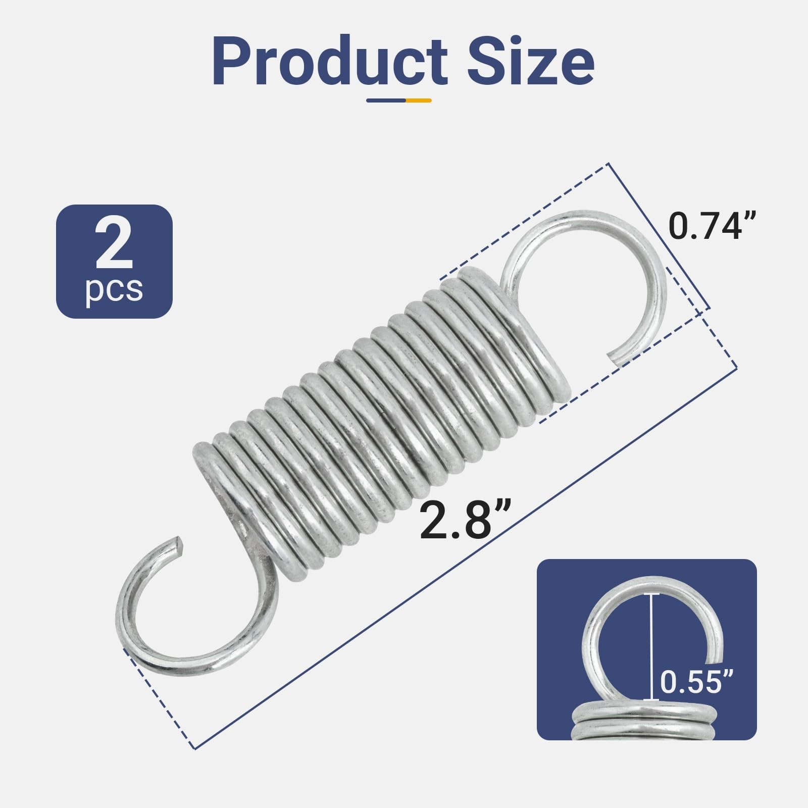 2 Pack Recliner Mechanism Tension Spring 2-7/8 Inch Fits Lane Action