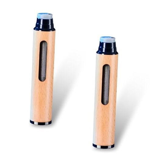 Handmade Woode Portable Ashtrays, Anti-Ash Drop Car Ashtray with 2 PCS Black