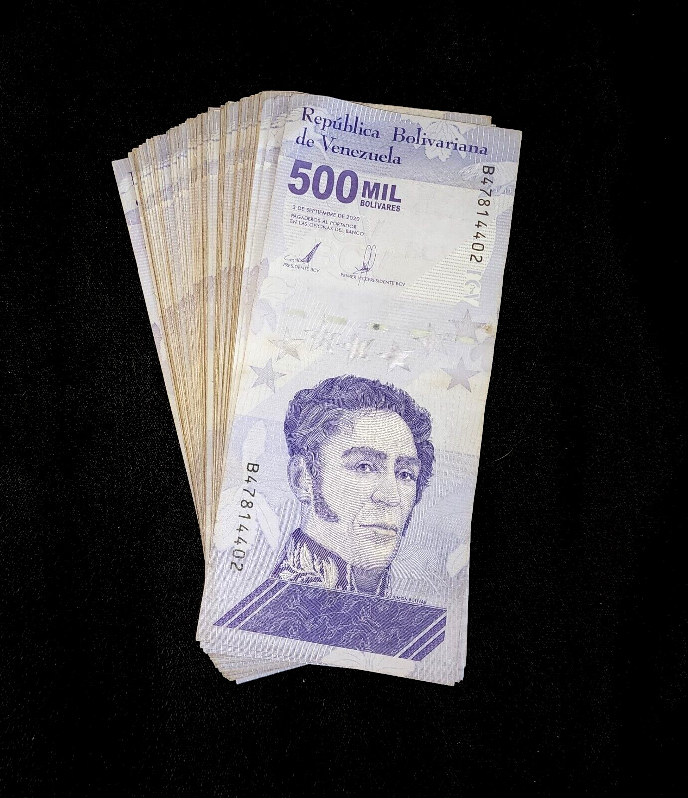 50 pcs x Venezuela 500000 (500,000) Bolivares- CIRCULATED banknotes