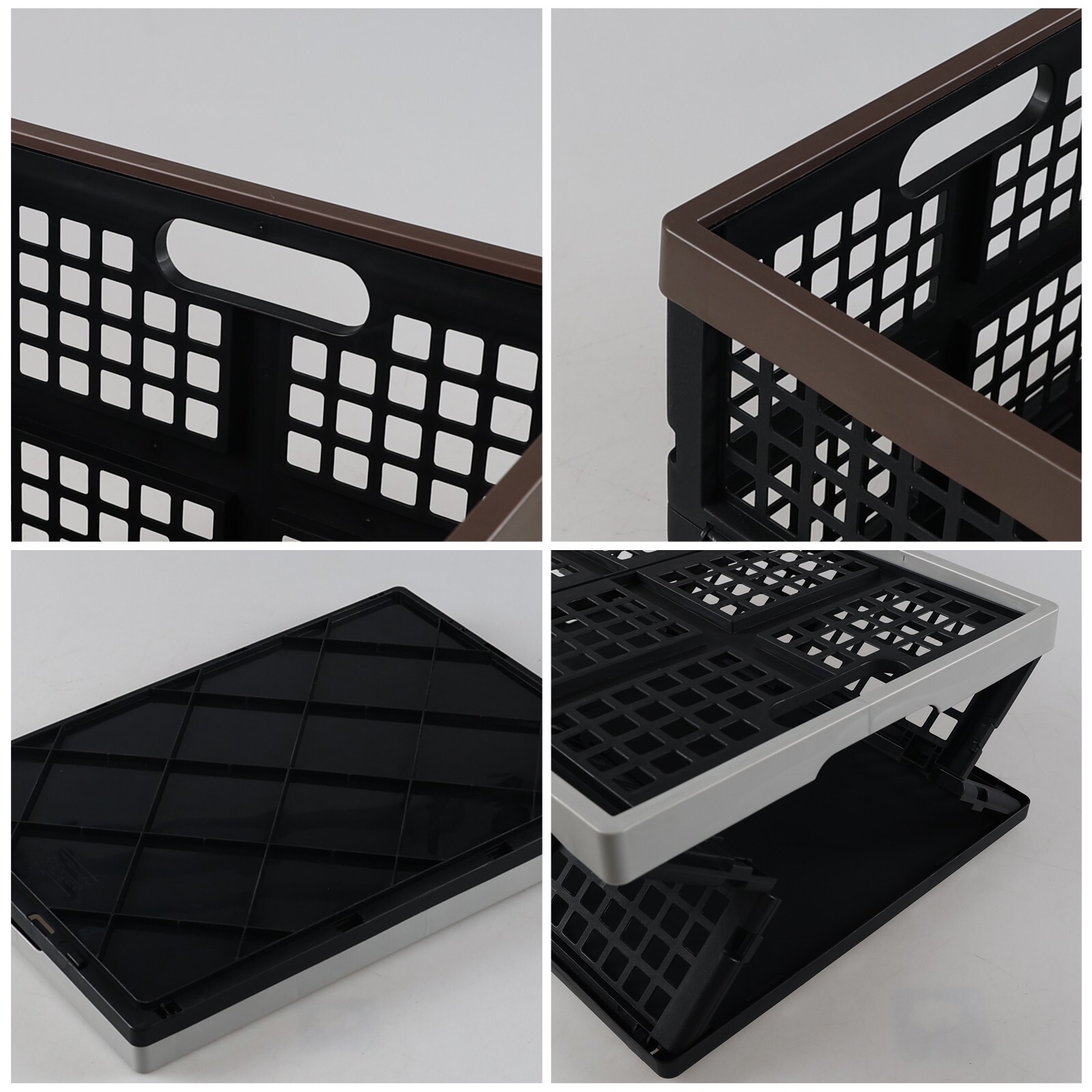 Idotry 42L Plastic Stackable Storage Milk Crate with Handles Heavy Duty (4 Pack)