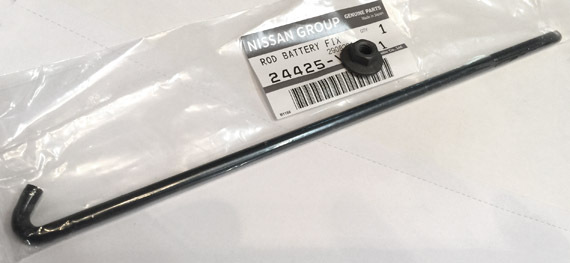 Datsun Battery Frame Hold-Down Rod & Nut, 240Z 260Z 280Z 280ZX 1970-83, OEM NEW!