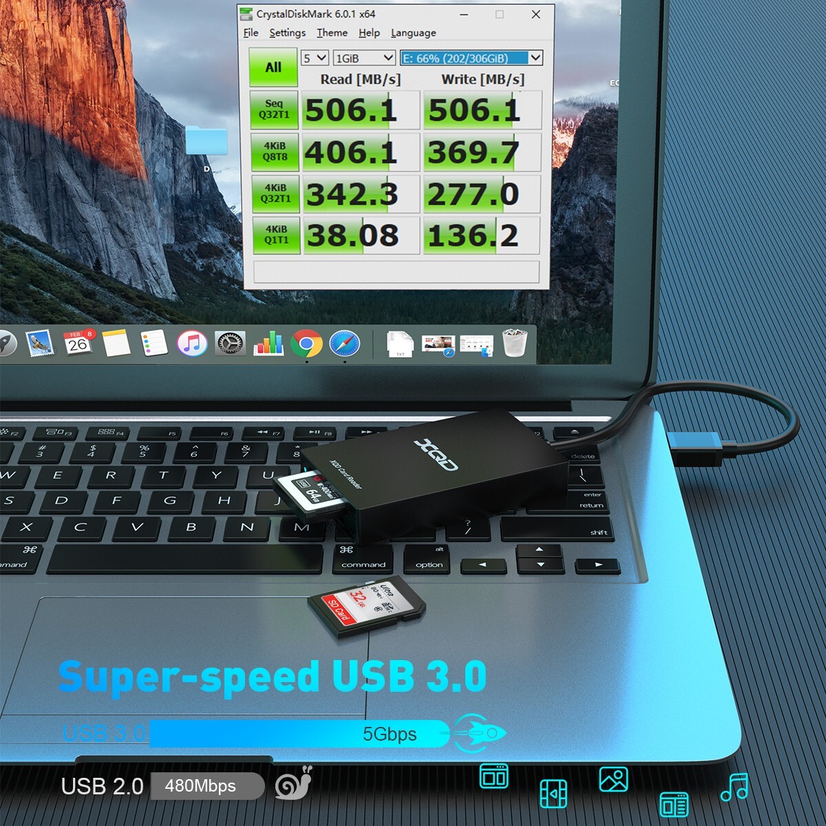 XQD Card Reader, USB-A XQD SD Card Reader Sony XQD Reader 2 in 1 Memory Card