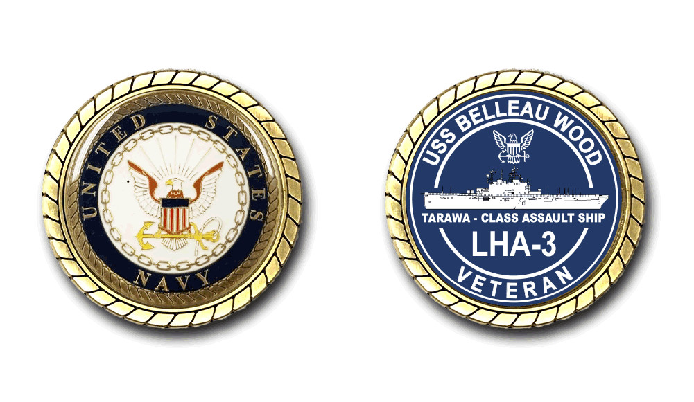 USS Belleau Wood LHA-3 Silhouette Veteran Challenge Coin