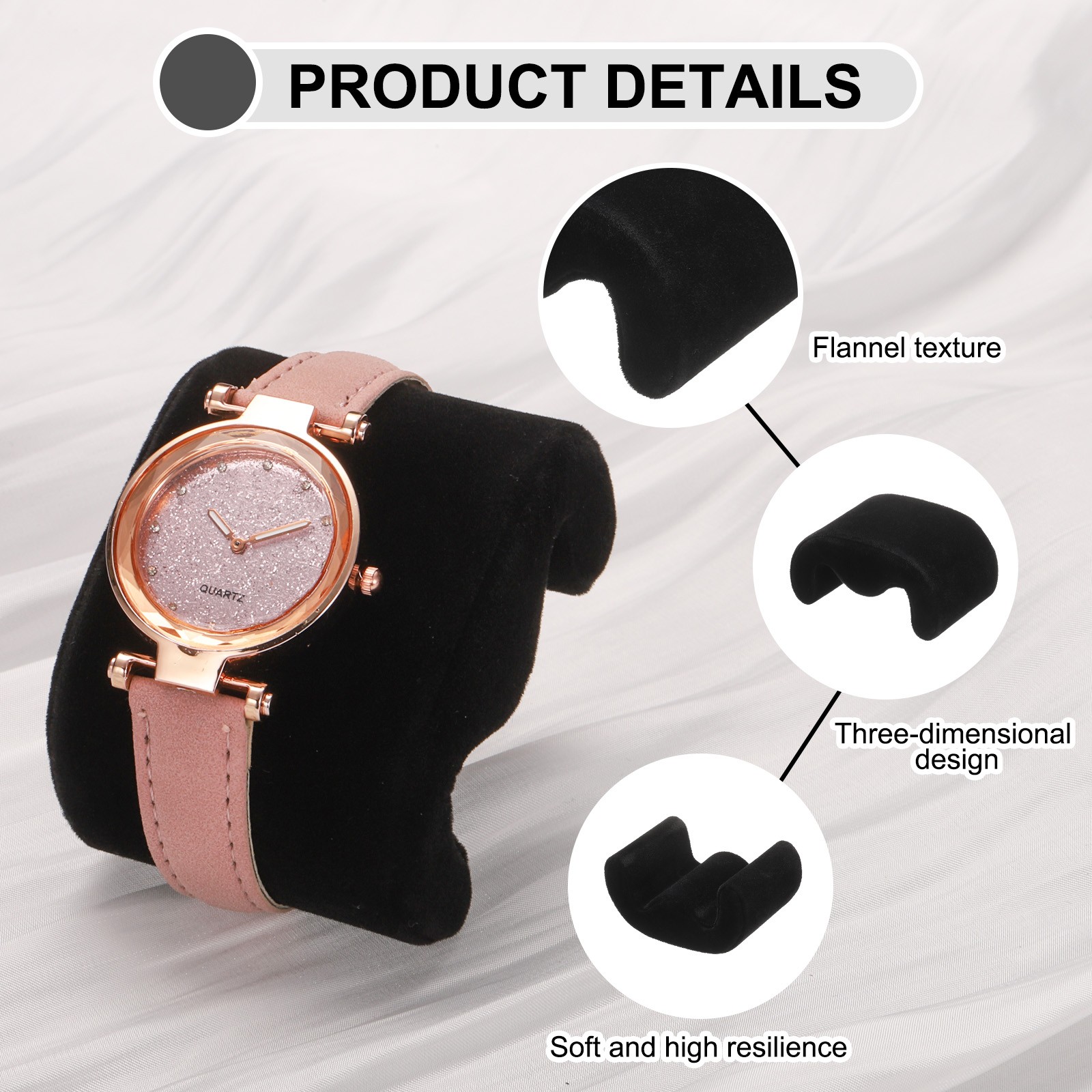 2pcs Watch Case Pillows M Shaped Watch Display Pillow Black